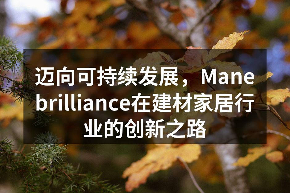 迈向可持续发展，Manebrilliance在建材家居行业的